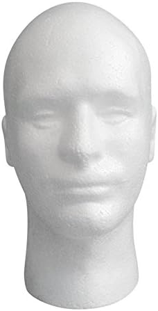 Male Wig Display Mannequin Head Stand Model Styrofoam Foam White - Image 4