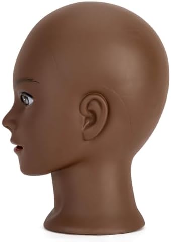 Bald Mannequin Head Brown Female Professional Cosmetology Training Mannequin-Bald for Wig Making and Display Hat Helmet Glasses Display Head Model with Free Clamp Stand - Image 2