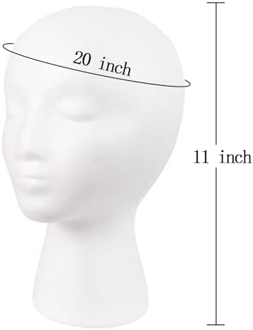 MapofBeauty Styrofoam Wig Mannequin Head DIY Foam Stand Wig Head (White) - Image 4