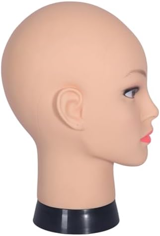 Bald Female Mannequin Head Makeup Training Head Wig Head Professional Cosmetology for Wig Making and Display Hat Helmet Glasses Display Head Model with Free Clamp Stand - Image 6