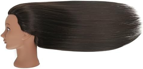30 inches Brown 80% Human Hair Mannequin Head with Stand for Practice Manikin Doll Style Head Braiding Styling Updos Curling Cutting Cosmetology Barber Training Display - Image 4