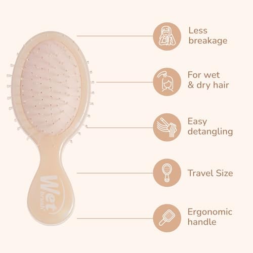Wet Brush Mini Detangler Hair Brush, Cream (Iridescence Icon), Detangling Travel Hairbrush, Ultra-Soft IntelliFlex Bristles Glide Through Tangles with Ease, Pain-Free, All Hair Types, Limited Edition - Image 4