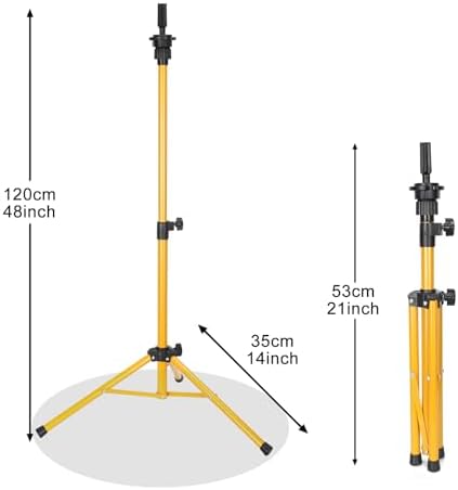 Mannequin Head Stand, Adjustable Wig Head Stand, Reinforced Metal Mannequin Head Stand Wig Stand Tripod for Cosmetology Hairdressing Training (gold, 48inch) - Image 7