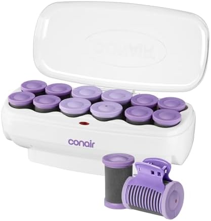 Conair Ceramic Hot Rollers, 1 3/4" & 1 1/2" Rollers, Lavender, 12 Count by conair