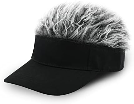 Funny Hats with Fake Hair Frosted Tips Wig Visor Cap for Men Women - Image 4
