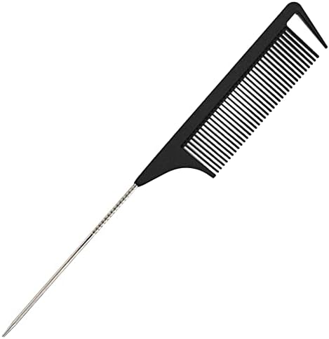 Yumflan Hair Comb, Rat Tail Comb for Braiding Hair, Fine Tooth Hair Comb with Stainless Steel Pintail for Sectioning, Parting and Styling - Black by yumflan