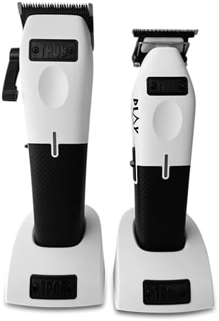 TPOB Play Barber Hair Clippers & Trimmer for Men 7500 RPM with Rubber Grips (White 2 Set) - Image 2