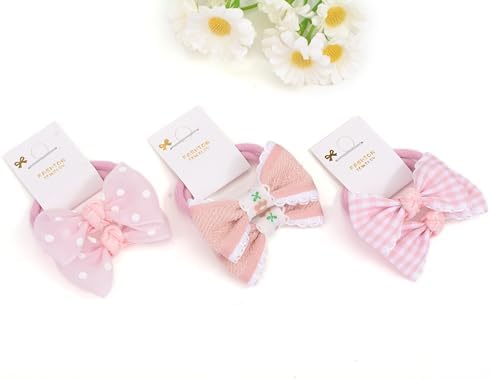 10 pairs Hair Ties With Bows 1.2 Inch Small, Ponytail Holders Pigtails Elastic Bands Hair Accessories For [Toddler] Kids [Baby] [Girl]s (Set-A) - Image 6