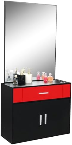 Winado Wall Mount Barber Salon Station with Mirror and Storage Cabinet by Winado