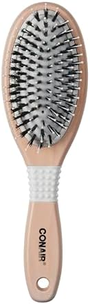 CONAIR Ceramic Wood Nylon & Boar Bristle Cushion Hair Brush, hairbrush for women, reduce frizz and add shine, natural wood handle, for all hair types by conair