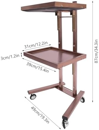 2 Tier Metal Rolling Cart, Folding Salon Tray Trolley, Mobile Storage Tray Cart with Wheels, Rolling Tray Salon Trolley Beauty Hair LashMayo Stand (Black) - Image 6
