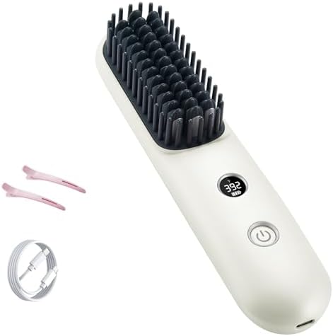 STUDLLY LCD Screen Cordless Hair Straightener & Curler 2 in 1, White by STUDLLY