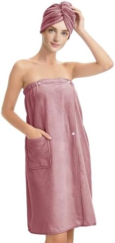 Women's Bath Towel Wrap with Hair Drying Towel Set – Purple by NUQIN