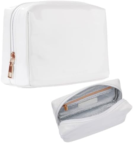 Stay Golden Luxury Insulated Makeup Bag for Women – Heat-Resistant Vegan Leather Cosmetic Case for Hot Car, Pool, Travel & Skincare, Waterproof | White, Gold Zipper, Small (7.5 x 5 x 3 in) by StayGoldenBrands