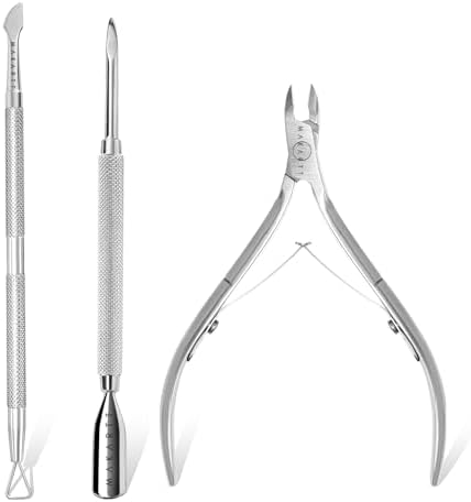 Makartt 3-Pack Silver Cuticle Nipper Set, Pusher & Nail Trimmer by Makartt