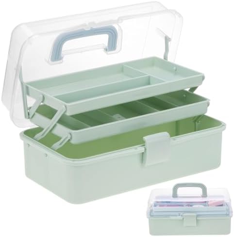 Tackle Box, 3-Layer Craft Sewing Medicine Hair Tool Organizer Haze Green by Outuxed