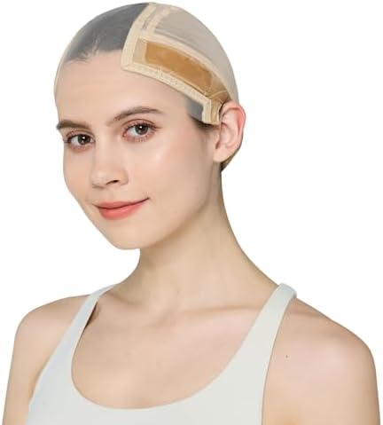 Xiushumyi Wig Cap Lace Wig Grip Cap for Keeping Wigs in Place Wig Cap with Grip Band Make Your Wigs Glue Free Non-Slip Wig Caps for Women(Nude, M) by Xiushumyi