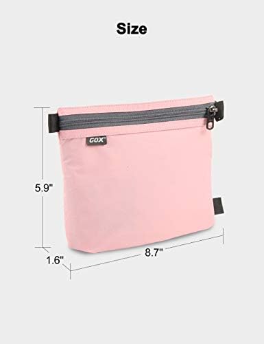 GOX Travel Toiletry Bag Carry On Zipper Pouch Cosmetic Kit Makeup Digital Bag Water Repellent Nylon (Pink) - Image 2
