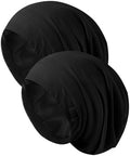 2PCS Silk Bonnet for Sleeping for Hair, Satin Lined Sleep Cap for Women Men, Adjustable Beanie Hair Wrap (03 Black/Black) by Srevela