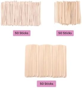 Mibly 3 Style 150 Pcs Assorted Wooden Wax Sticks for Body Legs Face and Small Medium Large Sizes Eyebrow Waxing Applicator Spatulas for Hair Removal or Wood Craft Sticks - Image 3