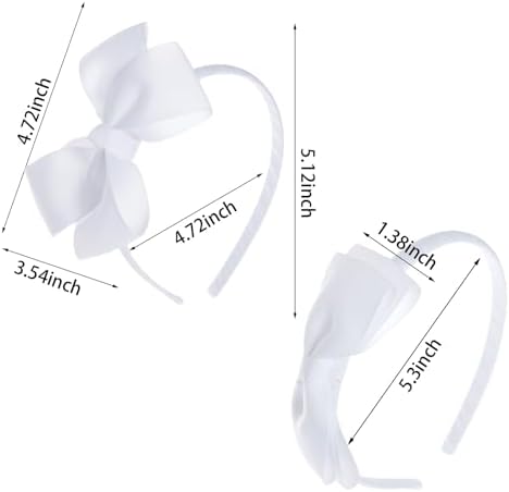 phnydreg Girl White Hair Bow Accessories 14 Pieces Uniform Hair Bows Hair Clips Headband for School Toddler Girls - Image 3