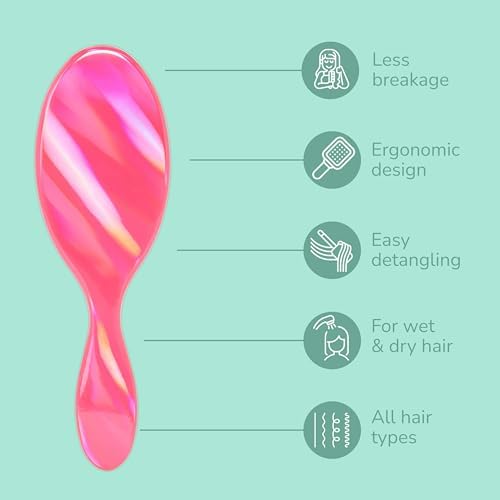 Wet Brush Original Detangler Hair Brush, Soft, Flexible Bristles Gently Detangle All Hair Types, Works on Wet or Dry Strands, Ergonomic Handle, Reduces Breakage, Limited Edition, Prismatic Glow Pink - Image 3