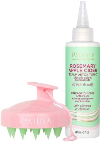 Pacifica Scalp Detox Set – Rosemary Apple Cider Vinegar Scalp Exfoliating Tonic with Scalp Massager Brush, Deep Cleansing & Clarifying Treatment for Buildup, Dry Flaky Scalp, Vegan by PacificaBeauty