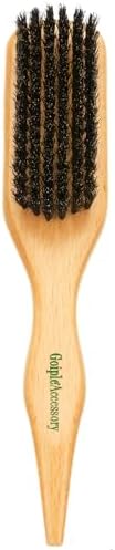 Boar Bristle Slick Back Hair Brush for Sleek Ponytail Bun & Smoothing Baby Hairs & Flyaways - Soft Boar Brush Hair Comb for Women & Men - Teasing Hairbrush with Wide Rat Tail for Sectioning & Parting by Goiple