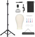 Wig Stand with Head 50 Inches, Wig Head Stand with 22 Inches Mannequin Head, Height Adjustable Metal Tripod Wig Stand, Manikin Head Set for Wigs Display Making Hair Weave and Styling by Unknown