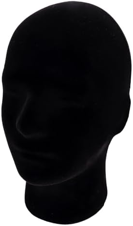 MapofBeauty Black Velvet Foam Mannequin Head Male Display Wig Stand, Black by MapofBeauty