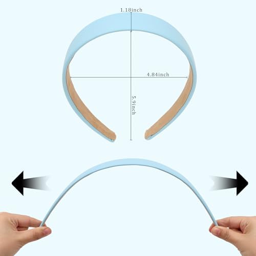 Blue Headband Leather Headband for Women Plastic Hard Head Band Solid Colors 1 Inch Thin Hair Bands Holiday Cosplay Hair Accessories - Image 4
