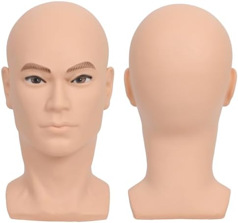 Bald Mannequin Head Male Professional Cosmetology Manikin Head for Wig Making, Display wigs, eyeglasses, hairs, T pins,with Free Clamp by RuiSiMeiABrandYouCanTrust