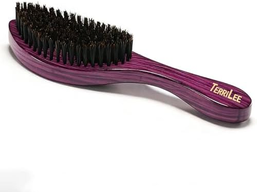 Terrilee Premium Handle 360 Wave Brush for Men - Medium Soft Curved 360 Wave Hair Brushs - Made with Nature Beech & 100% Boar Bristle Soft Men's Hair Brush For Black Men 360 (Purple Wood) - Image 5