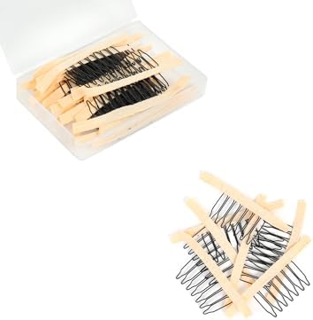50 Pieces Wig Combs Wig Clips Wig Combs to Secure Wig 7-teeth Wig Accessories Tools For Making Wig Caps Wig Comb (Beige,50 Pcs) by JIUSERLU