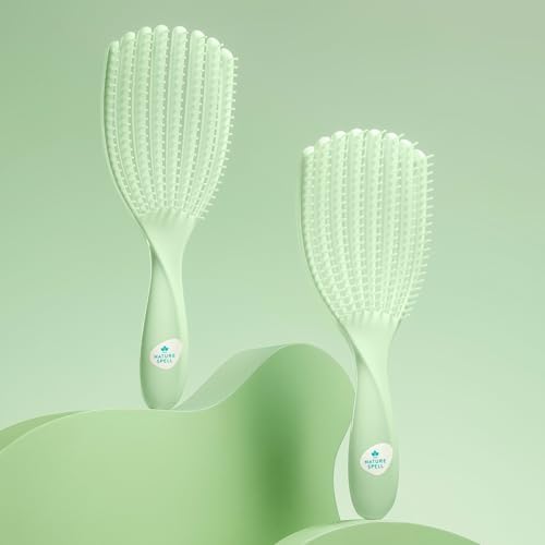 Nature Spell FlexiFlow Detangling Hair Brush, Flexible Strands, Green - Image 7