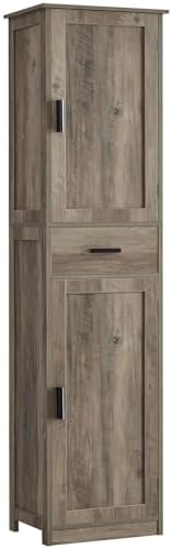 usikey 67'' Tall Storage Cabinet, Narrow Bathroom Floor Storage Cabinet with 4 Shelves & 2 Doors, for Bathroom, Living Room, Rustic Gray by USIKEY