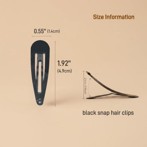 40 Pack Black 2 Inch Barrettes Women Metal Snap Hair Clips Accessories - Image 7