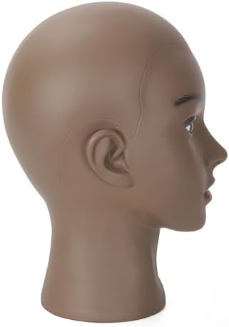 Bald Female Mannequin Head Makeup Training Head Wig Head Professional Cosmetology for Wig Making and Display Hat Helmet Glasses Display Head Model with Free Clamp Stand - Image 5