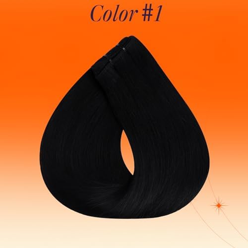 Full Shine Weft Hair Extensions Human Hair Jet Black 22 Inch 105g - Image 2