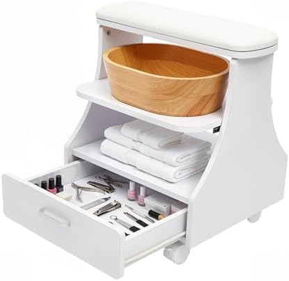 Pedicure Foot Rest Trolley with Wheels and Drawer by Uphilltool