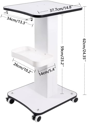 Kalolary Beauty Salon Trolley Cart, Aluminum Spa Rolling Cart with Wheels Beauty Instrument Tray Rolling Cart with Tray Salon Rolling Trolley Cart, Back Metal Border - Image 2