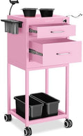 TASALON Wheeled Lockable Metal Salon Cart with Drawers & 2 Magnetic Bowls by TASALON
