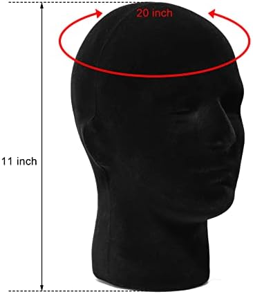 Foraineam 2 Pack Male Foam Mannequin Head Wig Display Holder, 11 Inch Man Manikin Stand Model, Black Foam Heads for Wig Hats Glasses Masks - Image 2