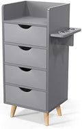OmySalon Salon Station, 4 -Layer Beauty Barber Salon Styling Station Organizer Equipment, Hair Stylist Storage Cabinet with 2 Hair Dryer Holders, 4 Drawers and Raised Table Legs, Grey by OmySalon