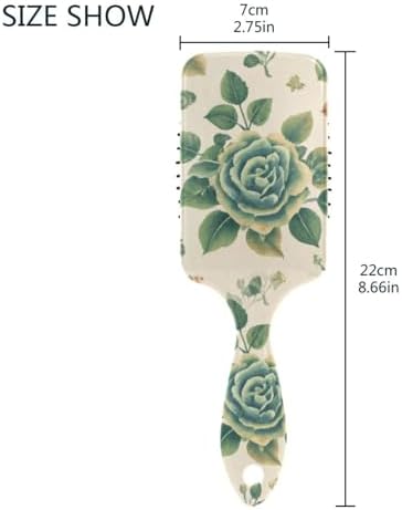 Green Roses Beige Hair Brush, Soft Bristles Detangling Brush - Detangler Hairbrush Glides Through Tangles For All Hair Types (Wet Dry & Damaged Hair) - Image 3