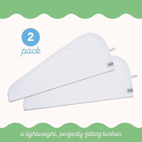 Turbie Twist Microfiber Hair Towel, White & White (2 Pack) - Image 3