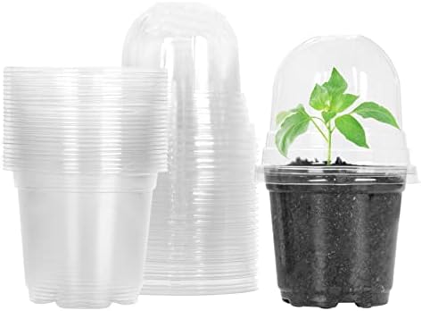 MIXC Nursery Pots with Humidity Dome, 4" Plant Pot 30 Pack, Transparent by MIXC
