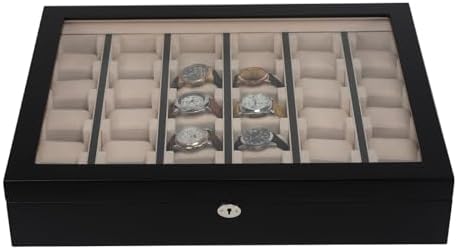 TIMELYBUYS 30 Piece Black Wood Watch Display Wall Hanging Case and Storage Organizer Box and Stand for Oversized Watches - Image 6