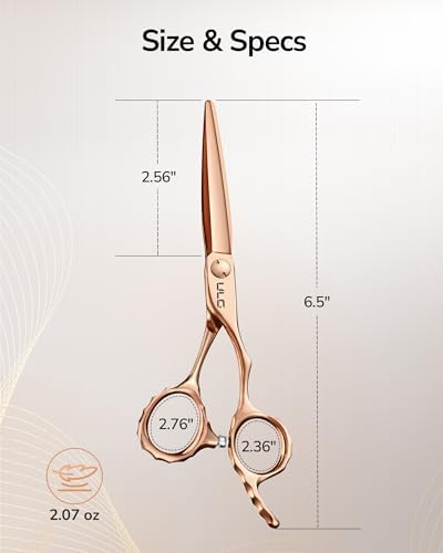 ULG Professional Hair Cutting Scissors with Luxury 18K Rose Gold Finish 6.5" Barber Scissors 440C Japanese Stainless Steel Hand-Honed Razor Sharp Blades Offset Handles Tension Adjustable, Right-Handed - Image 7