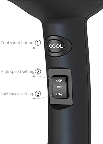 Mini Travel Hair Dryer 1000 Watts for RV & Pouring Art Lightweight Ceramic Ionic Blow Dryer Compact Size Plus Concentrator Black - Image 4